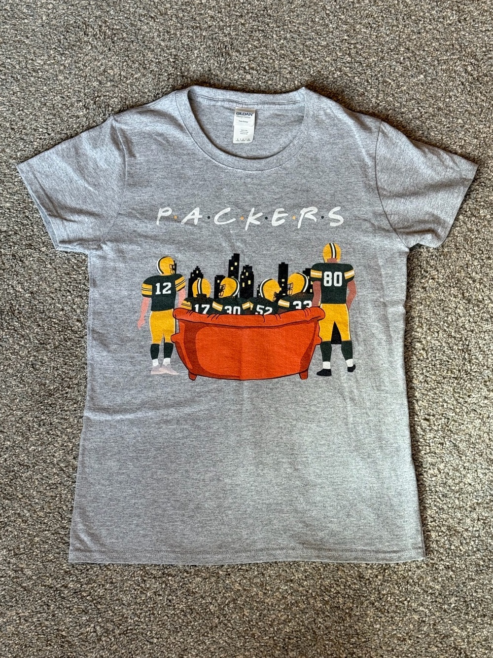 Green Bay Packers - FRIENDS themed Gildan T-Shirt Gray - Women's Small
